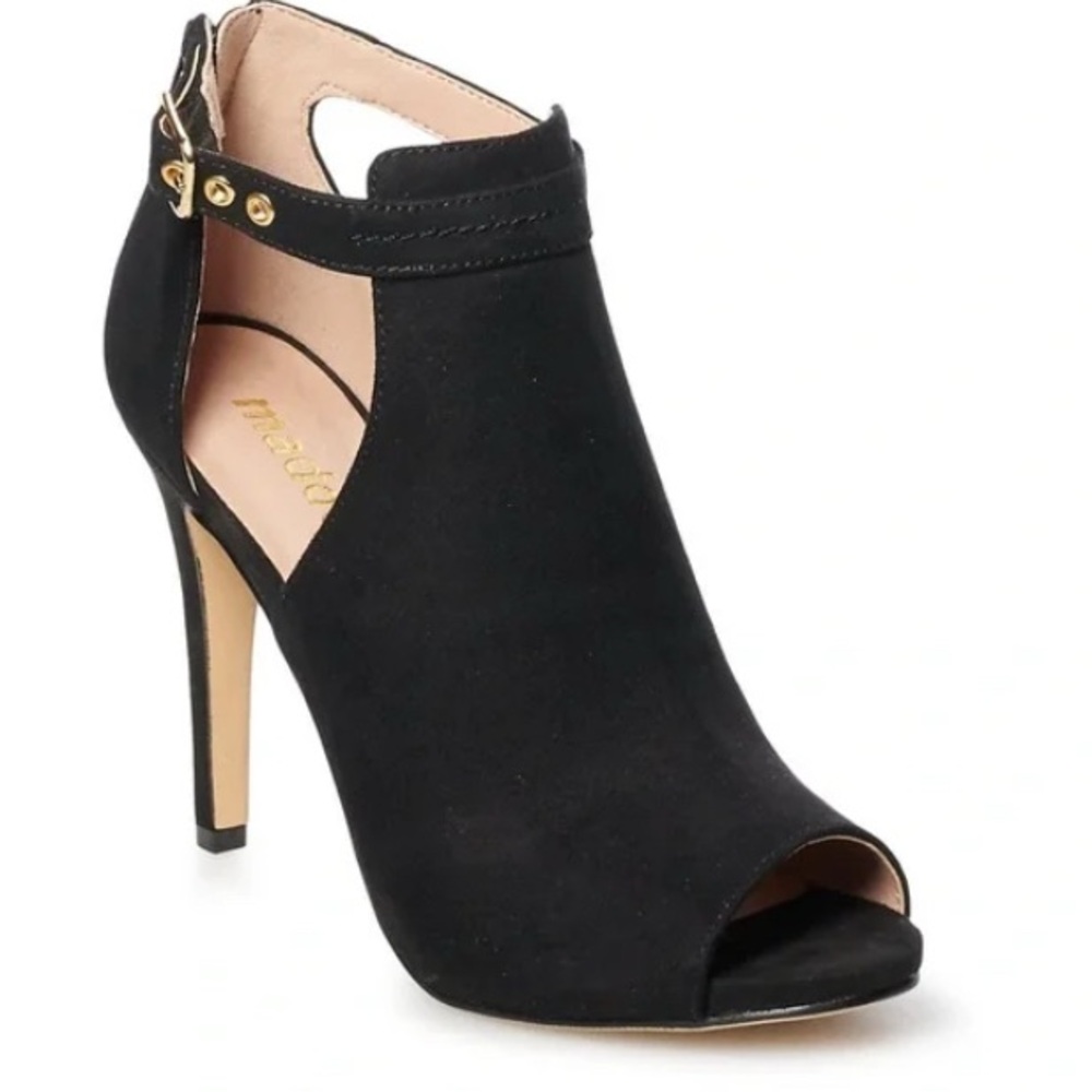 Madden Rumorr Women’s Size 8, Open toed heels, black suede